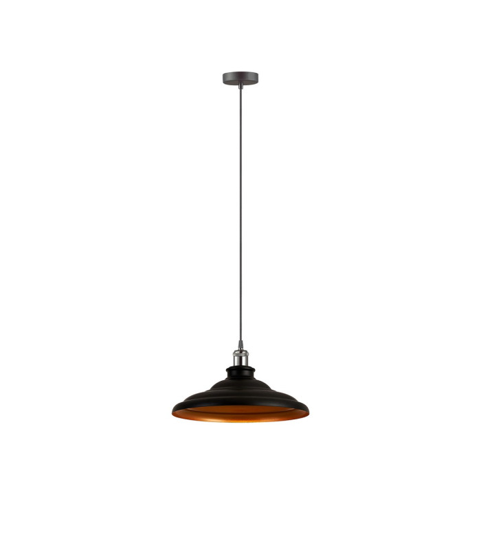 Moravia 35cm 1 Light Knurled Pendant Round Tiered Metal Shade Gun Metal/Black/Matt Black/Gold-4