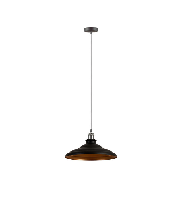 Moravia 35cm 1 Light Knurled Pendant Round Tiered Metal Shade Gun Metal/Black/Matt Black/Gold-5