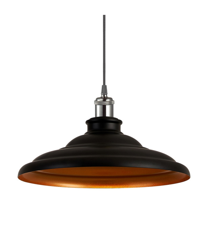 Moravia 35cm 1 Light Knurled Pendant Round Tiered Metal Shade Gun Metal/Black/Matt Black/Gold-7