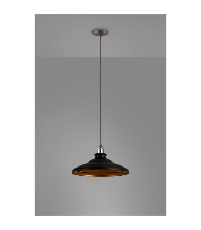 Moravia 35cm 1 Light Knurled Pendant Round Tiered Metal Shade Gun Metal/Black/Matt Black/Gold-8