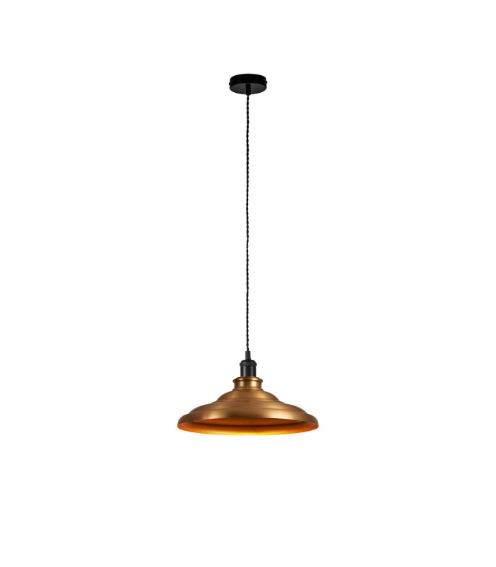 Moravia 35cm 1 Light Knurled Pendant Round Tiered Metal Shade Matt Black/Black/Brass/Gold-3
