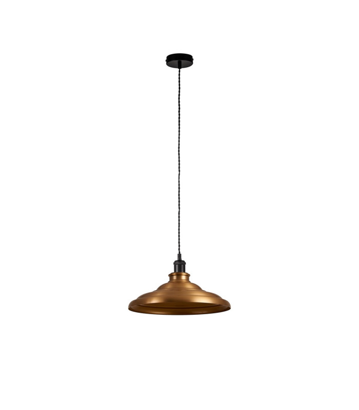 Moravia 35cm 1 Light Knurled Pendant Round Tiered Metal Shade Matt Black/Black/Brass/Gold-4