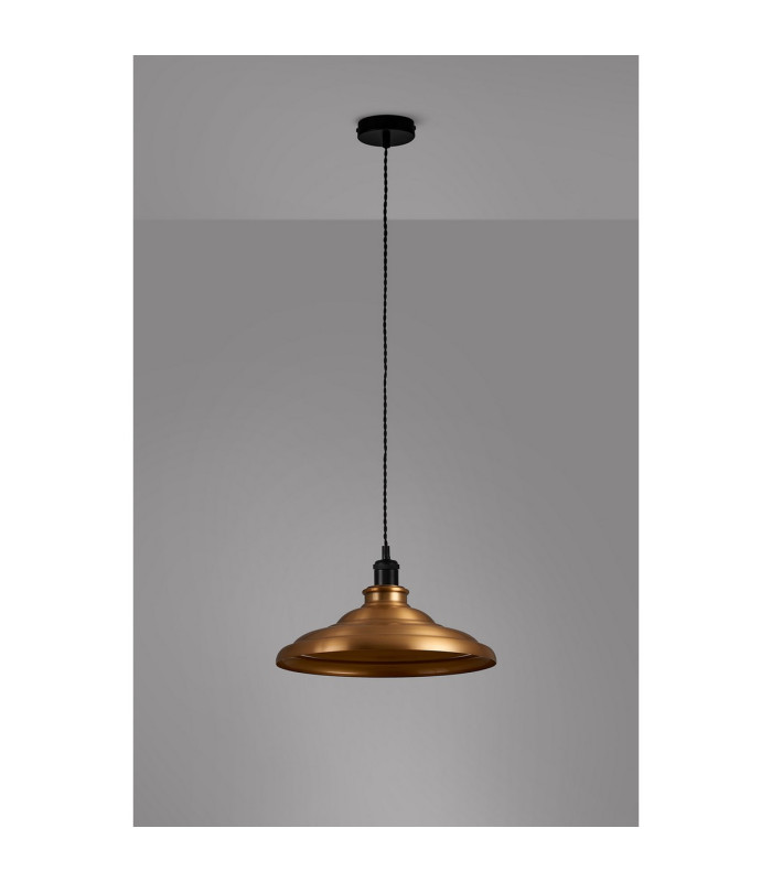 Moravia 35cm 1 Light Knurled Pendant Round Tiered Metal Shade Matt Black/Black/Brass/Gold-7