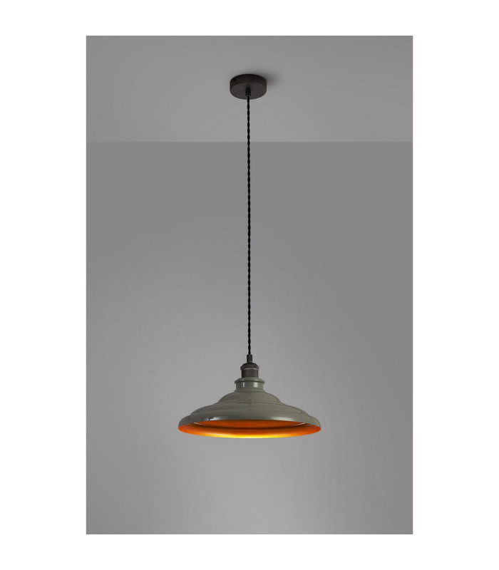 Moravia 35cm 1 Light Knurled Pendant Round Tiered Metal Shade Pewter/Dark Grey/Polished Grey/Gold-3