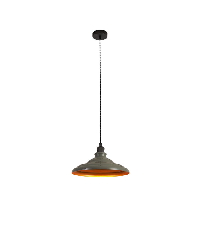 Moravia 35cm 1 Light Knurled Pendant Round Tiered Metal Shade Pewter/Dark Grey/Polished Grey/Gold-4