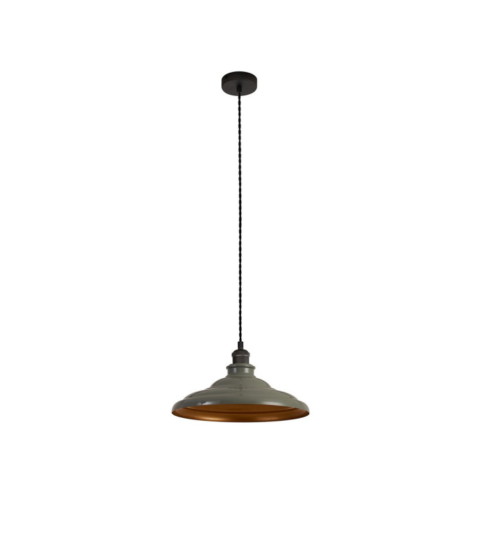 Moravia 35cm 1 Light Knurled Pendant Round Tiered Metal Shade Pewter/Dark Grey/Polished Grey/Gold-5