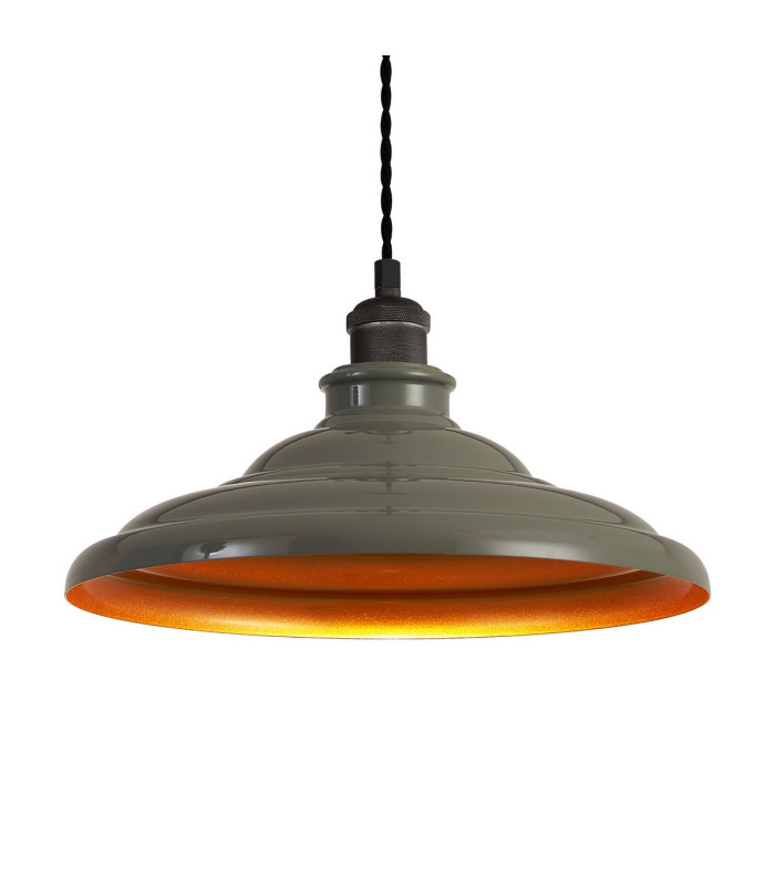 Moravia 35cm 1 Light Knurled Pendant Round Tiered Metal Shade Pewter/Dark Grey/Polished Grey/Gold-7
