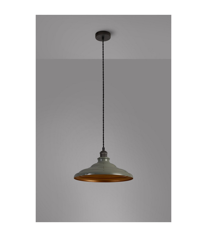 Moravia 35cm 1 Light Knurled Pendant Round Tiered Metal Shade Pewter/Dark Grey/Polished Grey/Gold-8