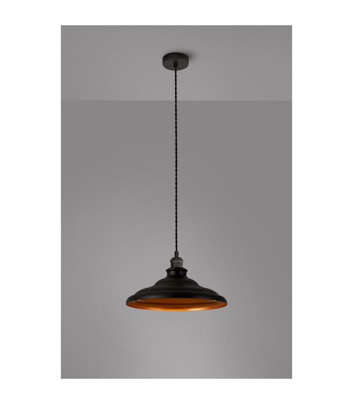 Moravia 35cm 1 Light Knurled Pendant Round Tiered Metal Shade Pewter/Dark Grey/Matt Black/Gold-3