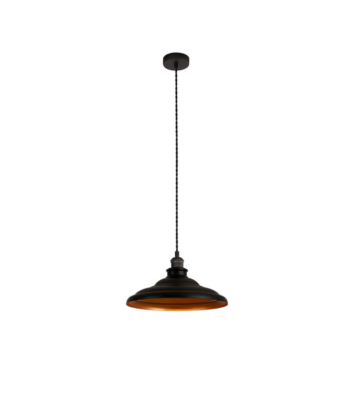 Moravia 35cm 1 Light Knurled Pendant Round Tiered Metal Shade Pewter/Dark Grey/Matt Black/Gold-4