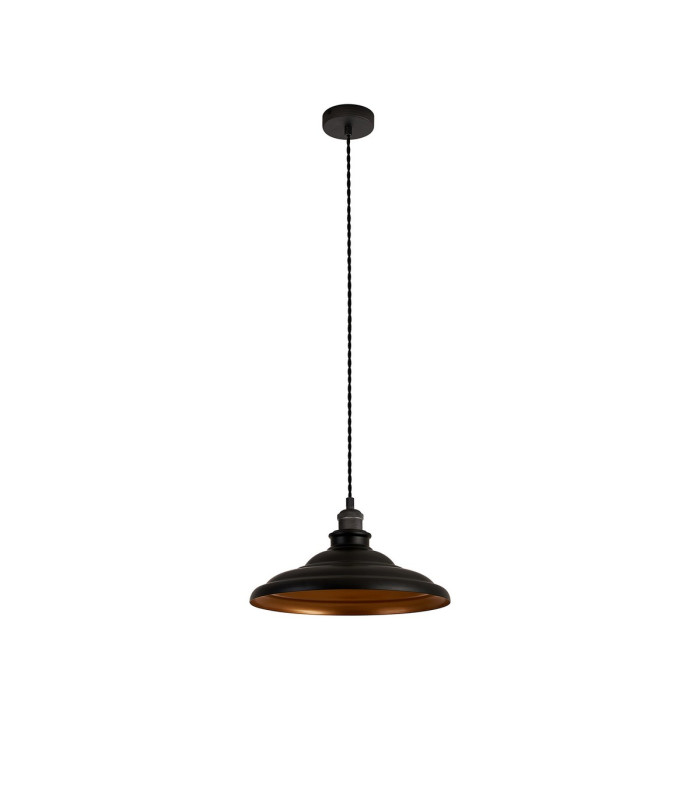 Moravia 35cm 1 Light Knurled Pendant Round Tiered Metal Shade Pewter/Dark Grey/Matt Black/Gold-5