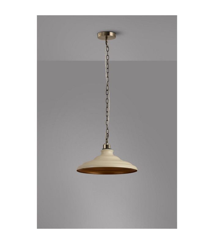 Moravia 35cm 1 Light Pendant Round Tiered Metal Shade Antique Brass/Beige/Gold-8