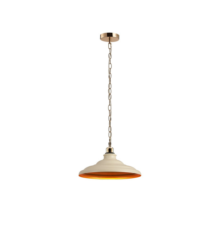 Moravia 35cm 1 Light Pendant Round Tiered Metal Shade French Gold/Beige/Gold-4
