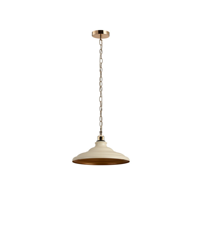Moravia 35cm 1 Light Pendant Round Tiered Metal Shade French Gold/Beige/Gold-5