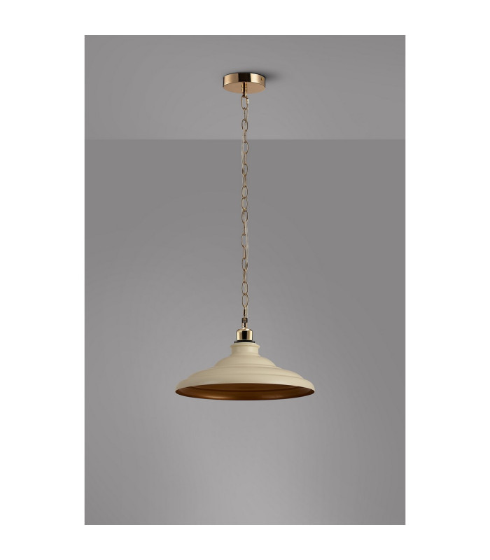 Moravia 35cm 1 Light Pendant Round Tiered Metal Shade French Gold/Beige/Gold-8