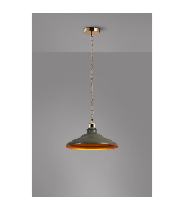 Moravia 35cm 1 Light Pendant Round Tiered Metal Shade French Gold/Polished Grey/Gold-3