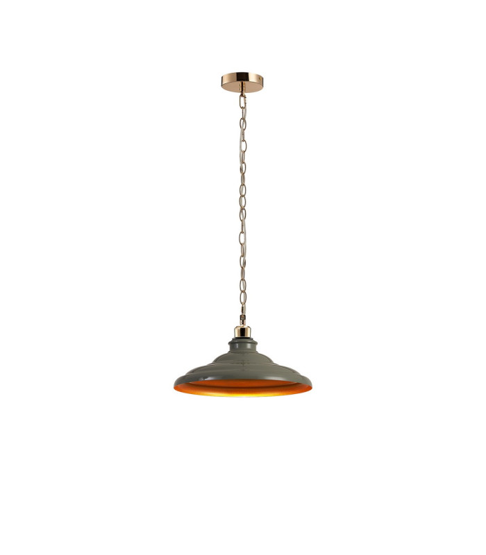 Moravia 35cm 1 Light Pendant Round Tiered Metal Shade French Gold/Polished Grey/Gold-4