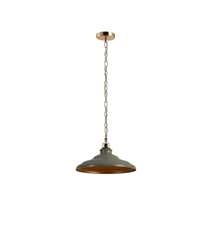 Moravia 35cm 1 Light Pendant Round Tiered Metal Shade French Gold/Polished Grey/Gold-5