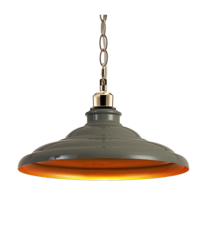 Moravia 35cm 1 Light Pendant Round Tiered Metal Shade French Gold/Polished Grey/Gold-7