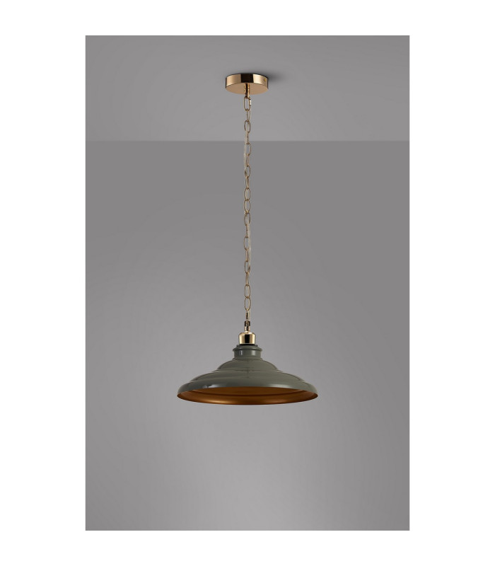 Moravia 35cm 1 Light Pendant Round Tiered Metal Shade French Gold/Polished Grey/Gold-8