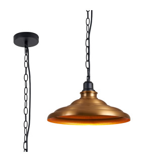 Moravia 35cm 1 Light Pendant Round Tiered Metal Shade Matt Black/Brass/Gold-1
