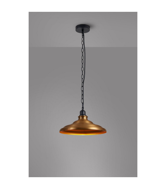 Moravia 35cm 1 Light Pendant Round Tiered Metal Shade Matt Black/Brass/Gold-3