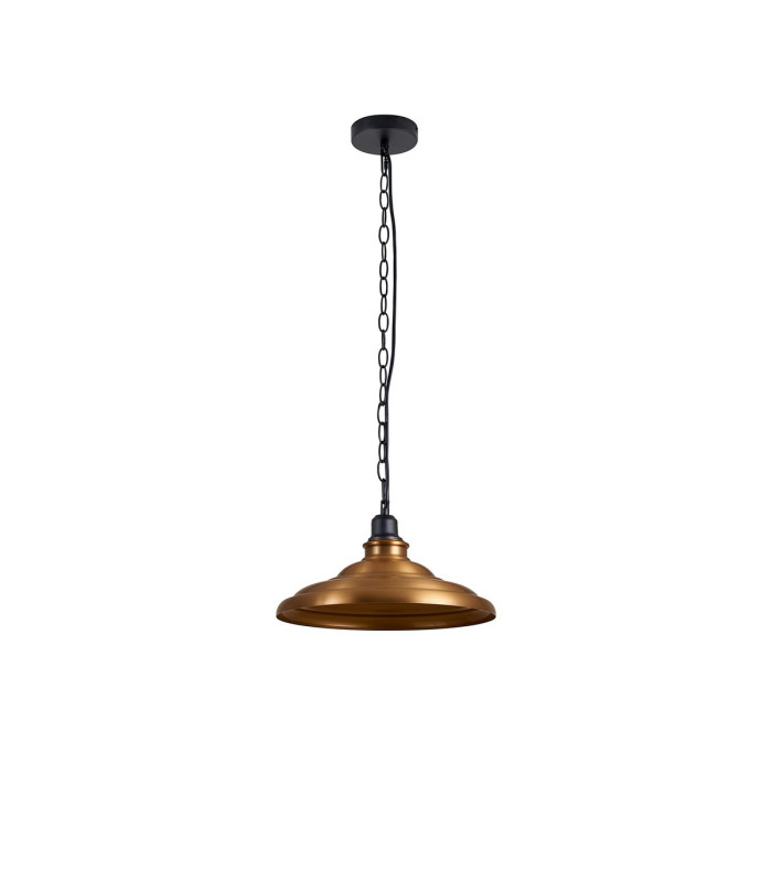 Moravia 35cm 1 Light Pendant Round Tiered Metal Shade Matt Black/Brass/Gold-5
