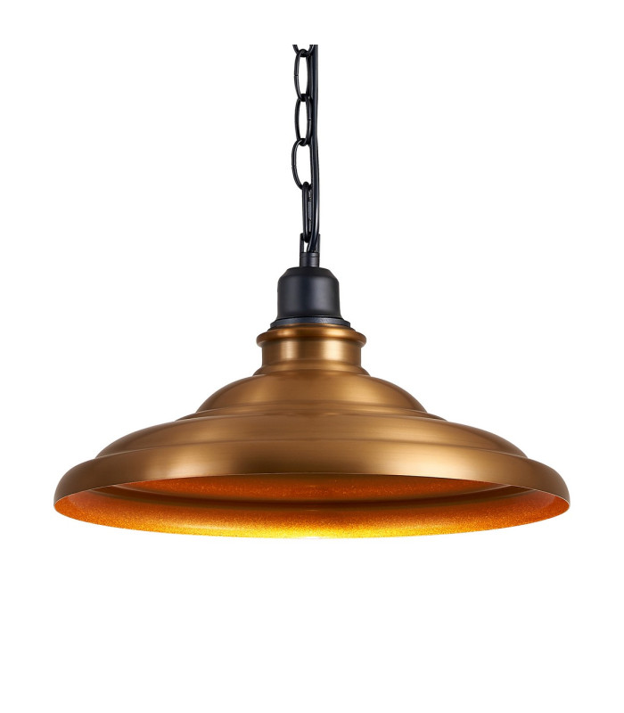 Moravia 35cm 1 Light Pendant Round Tiered Metal Shade Matt Black/Brass/Gold-7