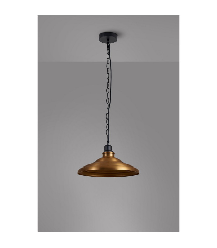 Moravia 35cm 1 Light Pendant Round Tiered Metal Shade Matt Black/Brass/Gold-8