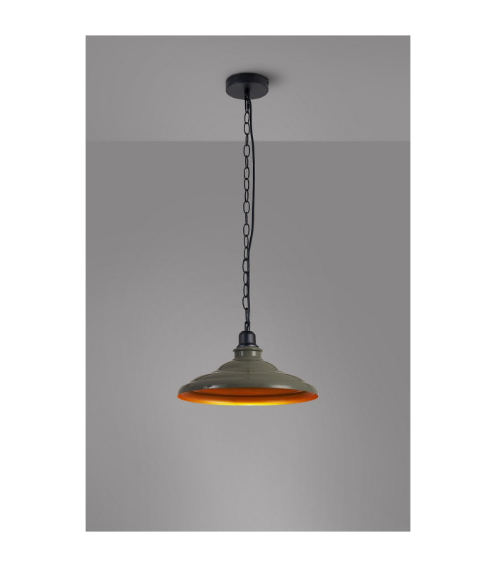 Moravia 35cm 1 Light Pendant Round Tiered Metal Shade Matt Black/Polished Grey/Gold-3