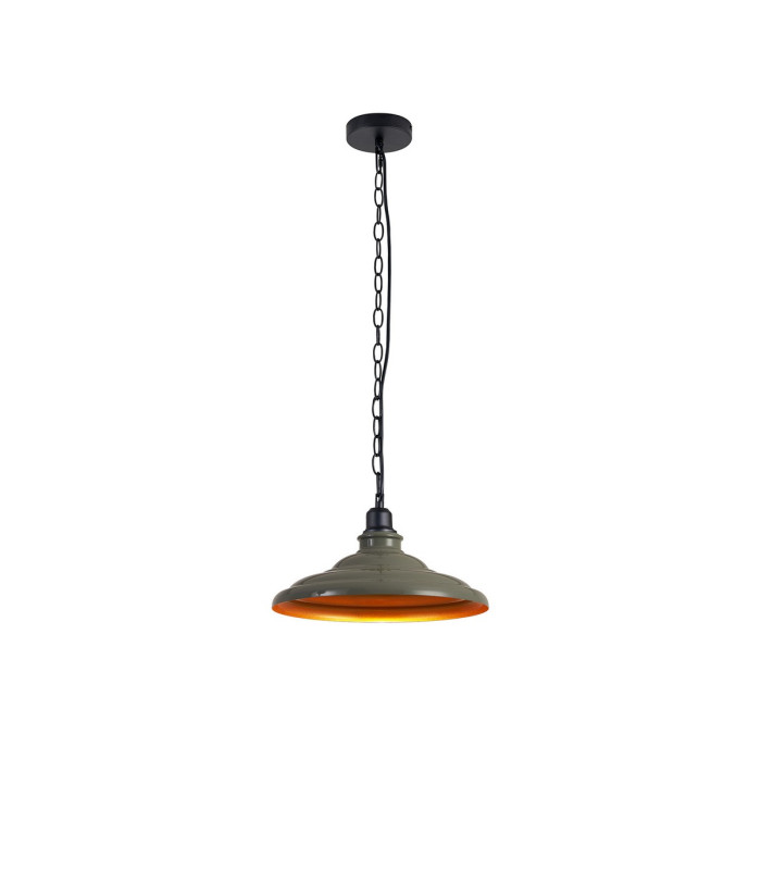 Moravia 35cm 1 Light Pendant Round Tiered Metal Shade Matt Black/Polished Grey/Gold-4