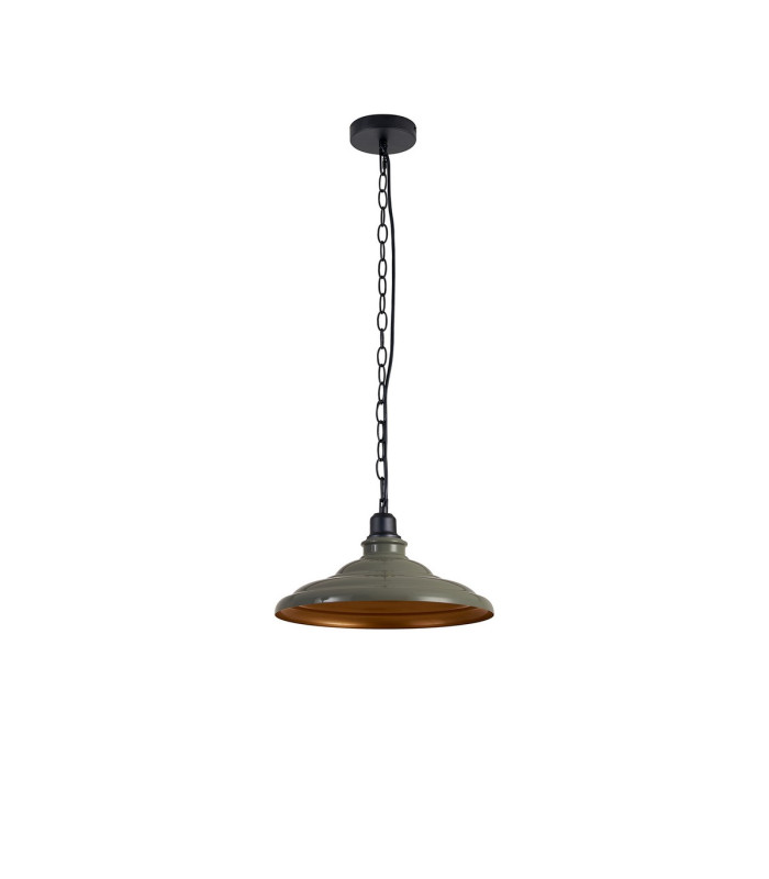 Moravia 35cm 1 Light Pendant Round Tiered Metal Shade Matt Black/Polished Grey/Gold-5