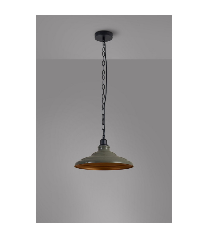 Moravia 35cm 1 Light Pendant Round Tiered Metal Shade Matt Black/Polished Grey/Gold-8