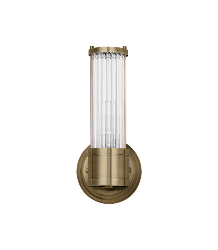 Fairport 1 Light Glass Rod Wall E14 IP44 Antique Brass/Clear Glass Rods-6