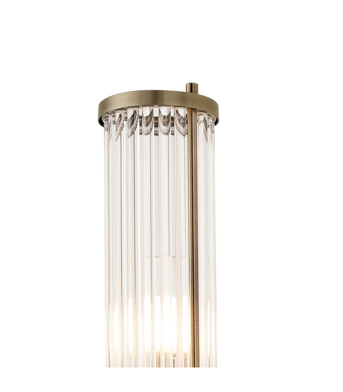 Fairport 1 Light Glass Rod Wall E14 IP44 Antique Brass/Clear Glass Rods-7