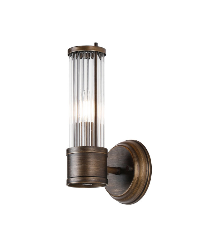 Fairport 1 Light Glass Rod Wall E14 IP44 Bronze/Clear Glass Rods-1