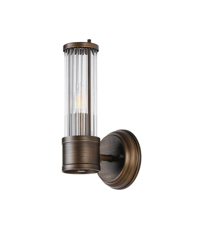 Fairport 1 Light Glass Rod Wall E14 IP44 Bronze/Clear Glass Rods-3