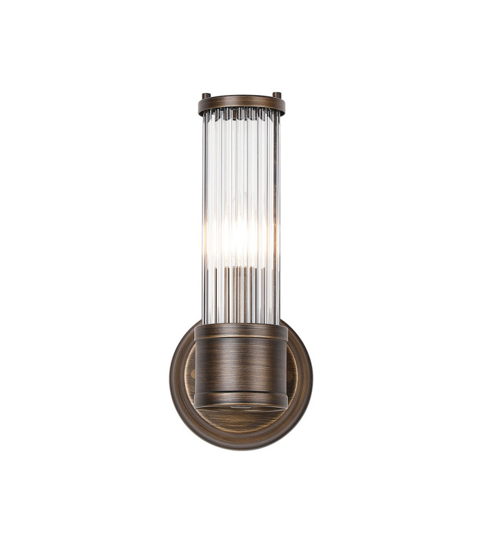 Fairport 1 Light Glass Rod Wall E14 IP44 Bronze/Clear Glass Rods-4