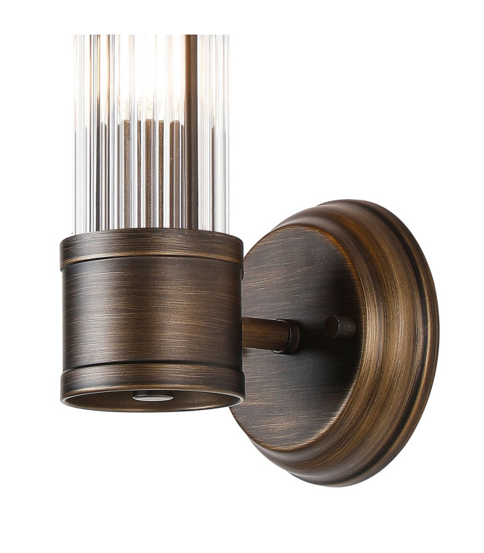 Fairport 1 Light Glass Rod Wall E14 IP44 Bronze/Clear Glass Rods-6