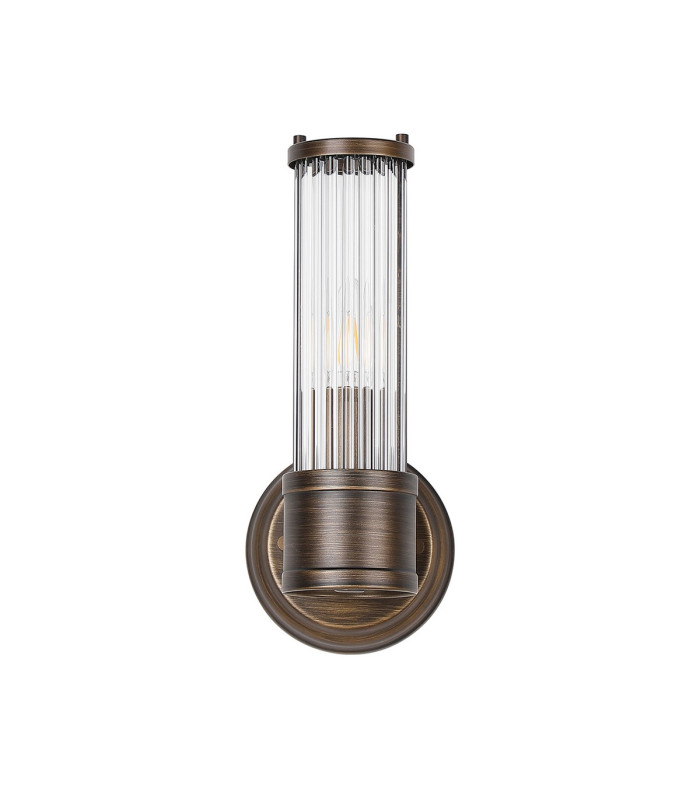 Fairport 1 Light Glass Rod Wall E14 IP44 Bronze/Clear Glass Rods-7