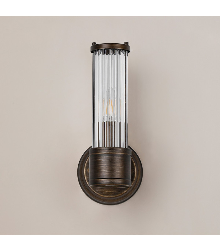 Fairport 1 Light Glass Rod Wall E14 IP44 Bronze/Clear Glass Rods-10