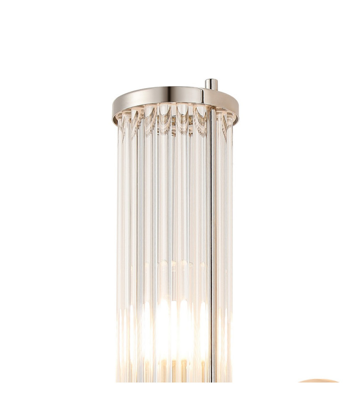 Fairport 1 Light Glass Rod Wall E14 IP44 Polished Nickel/Clear Glass Rods-6