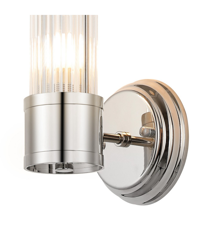 Fairport 1 Light Glass Rod Wall E14 IP44 Polished Nickel/Clear Glass Rods-7