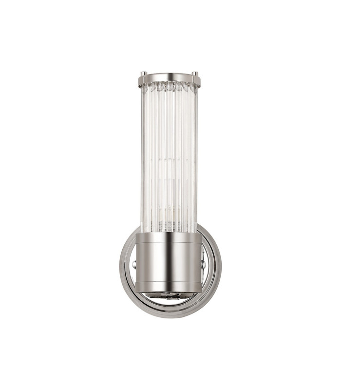 Fairport 1 Light Glass Rod Wall E14 IP44 Polished Nickel/Clear Glass Rods-9