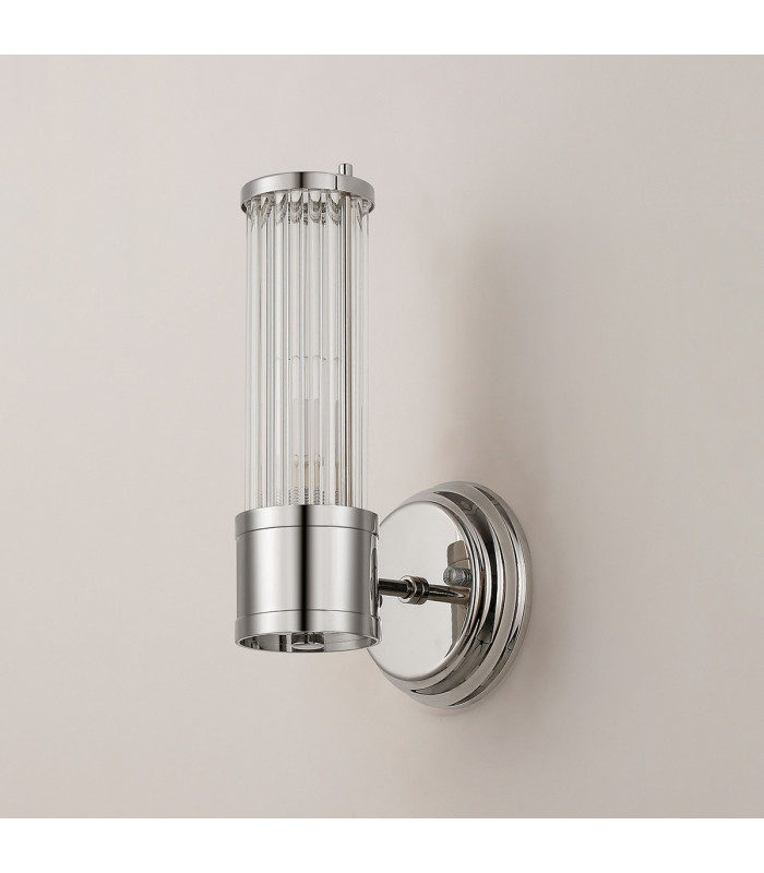 Fairport 1 Light Glass Rod Wall E14 IP44 Polished Nickel/Clear Glass Rods-10