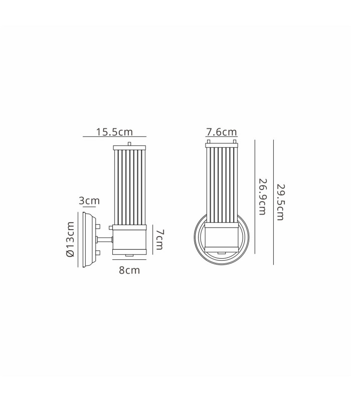 Fairport 1 Light Glass Rod Wall E14 IP44 Satin Black/Clear Glass Rods-2