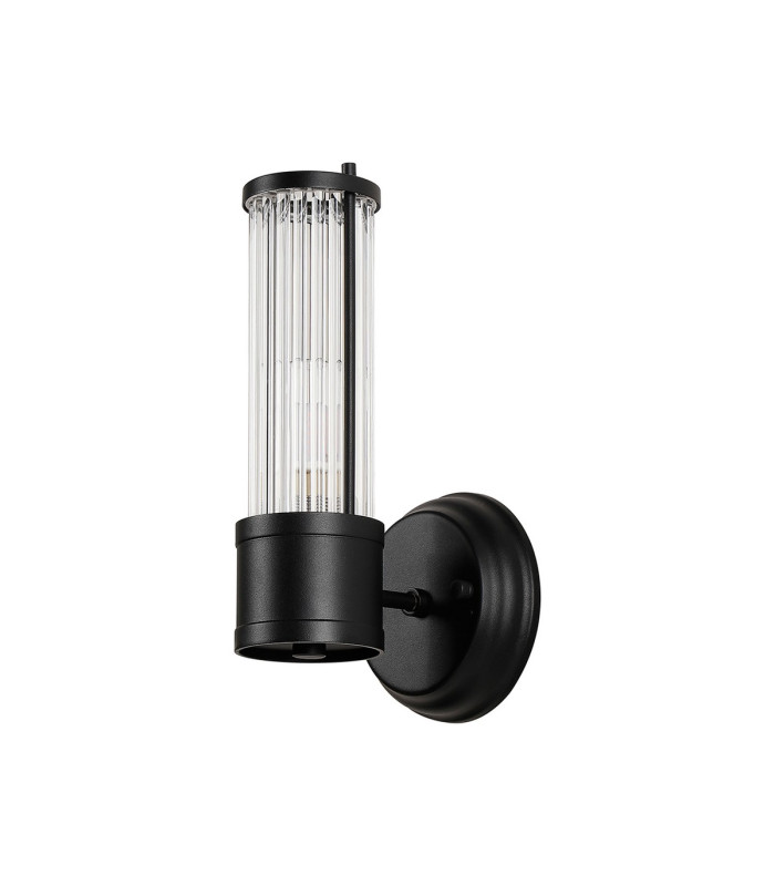Fairport 1 Light Glass Rod Wall E14 IP44 Satin Black/Clear Glass Rods-4