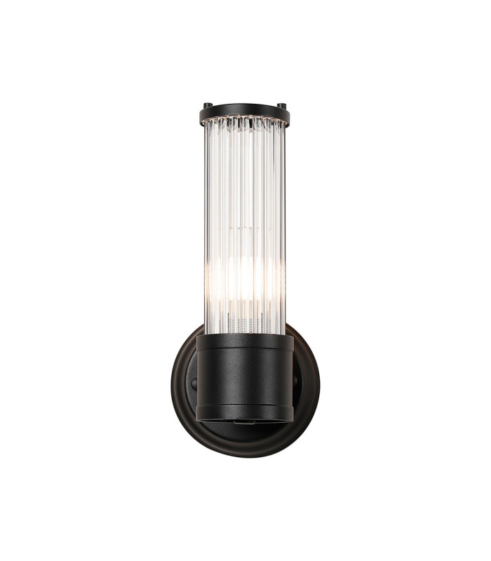 Fairport 1 Light Glass Rod Wall E14 IP44 Satin Black/Clear Glass Rods-5