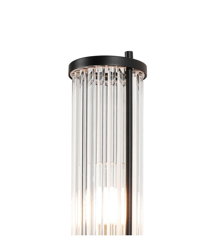 Fairport 1 Light Glass Rod Wall E14 IP44 Satin Black/Clear Glass Rods-6