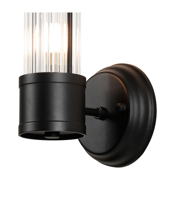 Fairport 1 Light Glass Rod Wall E14 IP44 Satin Black/Clear Glass Rods-7